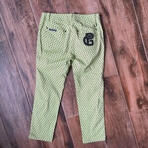 Pearly Gates Womens Monogram Logo Print Slim Golf Pants, Lime, M(29)‎